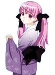  japanese_clothes kimono mattaku_mousuke original print_kimono purple_kimono solo twintails yukata 