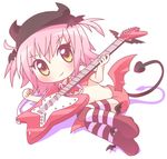  amulet_devil chibi guitar hinamori_amu instrument magical_girl mirai_(sugar) pink_hair shugo_chara! solo thighhighs 
