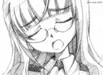  glasses gofu greyscale monochrome perrine_h_clostermann sketch solo strike_witches traditional_media world_witches_series 