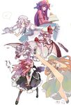  bare_legs blood book cup highres hong_meiling izayoi_sakuya kicking koakuma multiple_girls open_book outstretched_leg panties pantyshot patchouli_knowledge remilia_scarlet shizumi_satou teacup teapot touhou tray underwear 