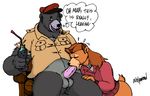  balls baloo bear chair dialog disney drink duo fellatio female hat jacket male mammal oral oral_sex penis rebecca_cunningham sex shaffer straight sweater talespin text wolfwood wolfwood1 