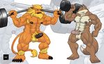  abs anthro balls biceps big_muscles big_penis black_penis bleach bodybuilder bodybuilding brown_fur canine crossover digimon erection feline flexing fur humanoid_penis kenailykos komamura_sajin leomon lion male mammal muscles nipples nude pecs penis presenting sajin_komamura sheath shinigami standing vein weightlifting weights wolf 