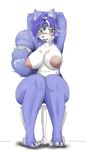  areola arms_behind_head big_areola big_breasts black_nose blue_fur blue_hair blush breasts canine chair claws erect_nipples female fox fur hair jewelry krystal mammal nintendo nipples open_mouth pachi-o sitting star_fox video_games voluptuous wide_hips xopachi 