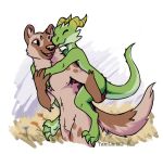  anthro carrying claws dungeons_&amp;_dragons duo eyes_closed flower fur gnoll happy horn hyena kobold male mammal nude open_mouth open_smile piggyback plant reptile scalie smile spots spotted_fur standing tamlin123 teeth tongue tongue_out walking 