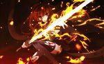  alastor_(shakugan_no_shana) artist_request blood fire highres jewelry pendant red_hair shakugan_no_shana shana solo sword thighhighs wallpaper weapon widescreen 