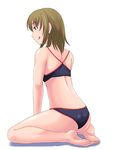  :q back bikini blonde_hair brown_hair maria-sama_ga_miteru satou_sei short_hair sitting solo swimsuit tongue tongue_out toshifumi wariza 