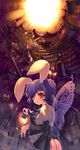  animal_ears ass book braid bug bunny_ears butterfly butterfly_wings cherrypin copyright_request corset gears hands insect lantern library no_panties purple_hair red_eyes solo stairs wings 