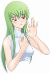  bangs bare_arms bare_shoulders c.c. code_geass f-fact green_hair long_hair sleeveless sleeveless_turtleneck solo turtleneck 