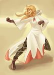  bad_id bad_pixiv_id blonde_hair boots final_fantasy final_fantasy_tactics green_eyes hood momigara_(mmgrkmnk) pantyhose punching robe solo torn_clothes twintails white_mage white_mage_(fft) 