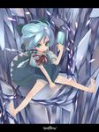  bad_id bad_pixiv_id blue_hair cirno crystal food ice popsicle ribbon short_hair solo totoya_yuu touhou 