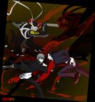  adachi_tooru bad_id bad_pixiv_id baseball_bat battle dark_persona glasses hai izanagi magatsu_izanagi male_focus multiple_boys narukami_yuu persona persona_4 spoilers sword weapon 