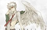  aizawa_kouichi bad_id bad_pixiv_id glasses male_focus nabari_no_ou red_eyes school_uniform solo white_hair wings yue_(pixiv) 