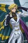  absurdres artist_request cape code_geass gino_weinberg gloves highres knights_of_the_round_uniform male_focus scan solo 