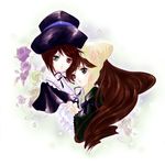  bad_id bad_pixiv_id brown_hair flower green_eyes hat long_hair multiple_girls red_eyes rozen_maiden short_hair siblings sisters souseiseki suiseiseki twins yukimura_kiyoko 