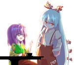  bad_id bad_pixiv_id flower fujiwara_no_mokou hieda_no_akyuu japanese_clothes kimono long_hair multiple_girls purple_hair ribbon sawayaka_samehada short_hair touhou white_hair 