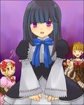  artist_request beatrice blonde_hair blue_hair bow brown_eyes frederica_bernkastel hat holding holding_pipe kiseru lambdadelta lowres multiple_girls pink_hat pipe purple_eyes umineko_no_naku_koro_ni 