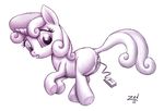  cub cutie_mark_crusaders equine female feral friendship_is_magic hair horn looking_back mammal monochrome my_little_pony pussy sex_toy solo sweetie_belle sweetie_belle_(mlp) tongue tongue_out unicorn vibrator young zed001 