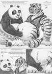  anthro bear black_and_white bottomless clothed clothing duo feline female half-dressed kung_fu_panda leovictor male mammal master_tigress monochrome panda po pregnant pussy tiger 