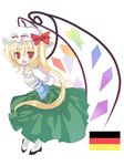  bad_id bad_pixiv_id blonde_hair flag flandre_scarlet hat omiso_(omiso) ponytail ribbon short_hair solo touhou wings 