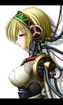  absurdres aegis_(persona) android blonde_hair blue_eyes breasts covered_nipples ebisu_(amagi_seitetsujo) highres large_breasts parts_exposed persona persona_3 short_hair solo 