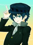  androgynous bad_id bad_pixiv_id blue_hair cabbie_hat hat mot persona persona_4 reverse_trap shirogane_naoto short_hair solo 