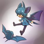  animal_ears blue_hair costume fang gen_1_pokemon hair_over_eyes hitec moemon pantyhose personification pokemon pokemon_(creature) short_hair simple_background turtleneck wings zubat 