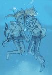  1girl barefoot feet highres maka_albarn midriff navel niwa scan sketch soul_eater soul_eater_(character) underwater water wet wet_clothes 