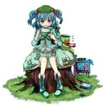  jpeg_artifacts kappa katari kawashiro_nitori playing_games solo touhou two_side_up video_game 