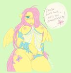  2012 anthro anthrofied aries84 blush breasts clothing cutie_mark embarrassed english_text equine female fluttershy fluttershy_(mlp) friendship_is_magic hair looking_at_viewer mammal mlpfwb my_little_pony nipples open_mouth panties pegasus pink_hair pussy solo text underwear wings 