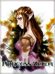  blue_eyes breasts brown_hair character_name dress earrings hair_ribbon highres jewelry long_hair nose pointy_ears princess_zelda ribbon solo the_legend_of_zelda the_legend_of_zelda:_twilight_princess tiara zero_hime 
