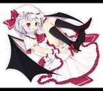  :o bat_wings bloomers blue_hair hand_on_headwear hat hat_ribbon letterboxed looking_at_viewer purin_jiisan red_eyes remilia_scarlet ribbon simple_background solo touhou underwear white_background wings wrist_cuffs 
