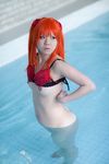  asian bottomless bra breasts cosplay highres neon_genesis_evangelion orange_hair photo pool soryu_asuka_langley tanaka_mana underwear water 