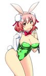  animal_ears bandages bare_legs bare_shoulders bow bowtie breasts bun_cover bunny_ears bunny_girl bunny_tail bunnysuit chain chinese_clothes cleavage detached_collar double_bun highres ibaraki_kasen large_breasts open_mouth pink_eyes pink_hair short_hair solo tail touhou wrist_cuffs yuzuhito 