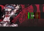  ascot bad_id bad_pixiv_id bat_wings blue_hair bow dress english fang fuse_(itou_jun) glowing glowing_eye grin hat hat_ribbon puffy_sleeves red_eyes remilia_scarlet ribbon short_hair short_sleeves smile solo touhou wings 