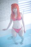  asian bikini cosplay highres neon_genesis_evangelion orange_hair photo pool soryu_asuka_langley swimsuit tanaka_mana water 