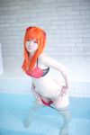  asian bikini cosplay highres neon_genesis_evangelion orange_hair photo pool soryu_asuka_langley swimsuit tanaka_mana water 