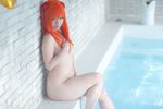  asian breasts cosplay highres long_hair neon_genesis_evangelion nude orange_hair photo pool soryu_asuka_langley tanaka_mana water 