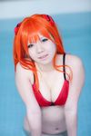  asian bottomless bra cosplay highres neon_genesis_evangelion orange_hair photo pool soryu_asuka_langley tanaka_mana underwear water 