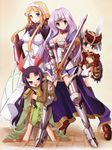  4girls annelotte armor black_hair blonde_hair blue_eyes dress elf huit lost_worlds mirim multiple_girls official_art pointy_ears queen&#039;s_blade queen&#039;s_blade_rebellion queen's_blade queen's_blade_rebellion shield smile standing sword tiara tsurugi_hagane vante weapon yuit_(queen's_blade) 