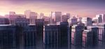  bad_pixiv_id banned_artist building city morning no_humans original purple scenery seafh sky skyscraper sunrise 