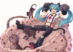  :d animal_ears aqua_hair bell blue_eyes cat cat_ear_headphones cat_ears cat_paws cat_tail fkey hatsune_miku headphones long_hair necktie open_mouth paws smile solo suspenders tail twintails very_long_hair vocaloid 