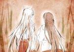  arisaka_ako bad_id bad_pixiv_id bow from_behind fujiwara_no_mokou hair_bow houraisan_kaguya long_hair multiple_girls touhou very_long_hair 