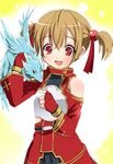  bad_id bad_pixiv_id breastplate brown_hair dragon fingerless_gloves gloves okotan_(dewdrops) pina_(sao) red_eyes short_hair short_twintails silica sword_art_online twintails 