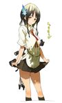  black_hair blush brown_eyes camera flower hair_flower hair_ornament highres long_hair looking_at_viewer mk_(masatusaboten) original school_uniform skirt skirt_lift solo tripod 