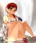  :o banned_artist bare_legs bare_shoulders bra braid brown_eyes brown_hair cherry_blossoms collarbone converse dougi fingerless_gloves flat_chest gloves headband legs looking_at_viewer no_socks onsen open_clothes open_mouth panties partially_submerged petals pussy reflection ryuuko_no_ken see-through shoes side-tie_panties sitting sneakers solo steam sweat the_king_of_fighters underwear undressing water xil yuri_sakazaki 