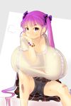  1girl breasts female gigantic_breasts long_hair magister_(bigbakunyuu) purple_eyes purple_hair twintails 