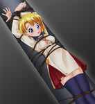  1girl arms_up bdsm blonde_hair blue_eyes bondage bound bound_legs bound_wrists female kannazuki_okuto 