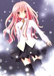  long_hair louise_francoise_le_blanc_de_la_valliere non-web_source pentacle pink_eyes pink_hair shimozuki_ayumu snow thighhighs zero_no_tsukaima 