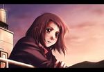  bad_id bad_pixiv_id copyright_request nyaou red_eyes red_hair rooftop short_hair solo sunset 