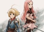  1girl ahoge armor blonde_hair blue_eyes final_fantasy final_fantasy_tactics_advance marche_radiuju pink_eyes pink_hair piranosuke ritz_malheur 